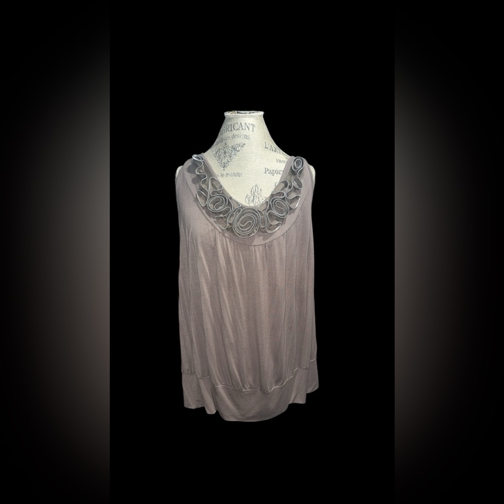 Midnight Velvet Taupe Zipper Design Blouse